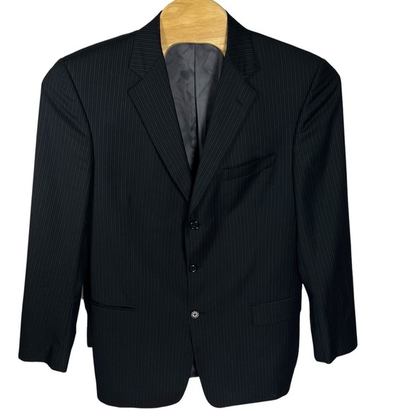 TALLIA Other - Tallia Sartoria Loro Piana Men 44L Wool Black Pinstripe Blazer Sport Coat Jacket